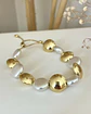 Pulsera Maxi Perlas y Balines Aplanados Gold - Miniatura 5