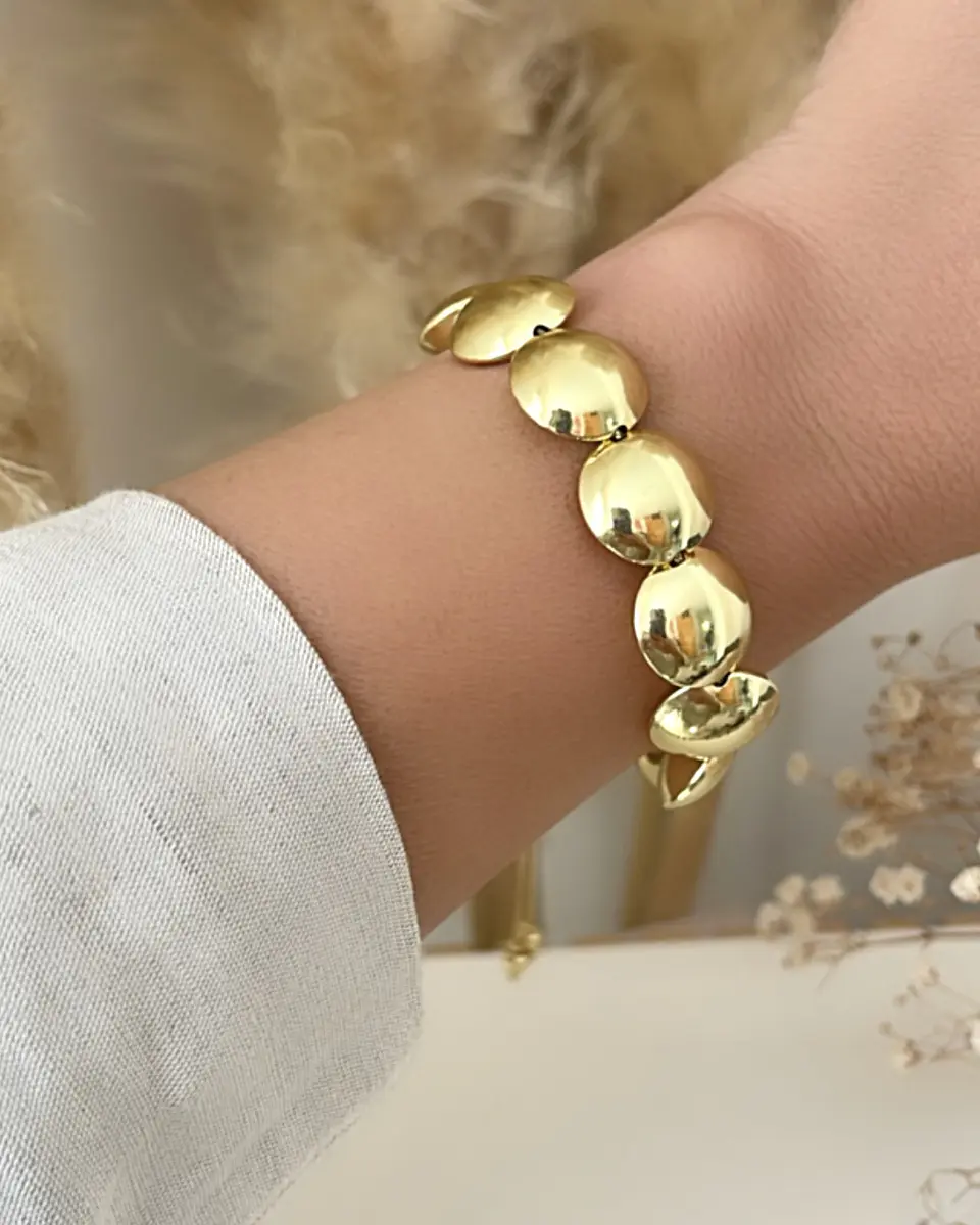 Pulsera Maxi Balines Aplanados Gold 1