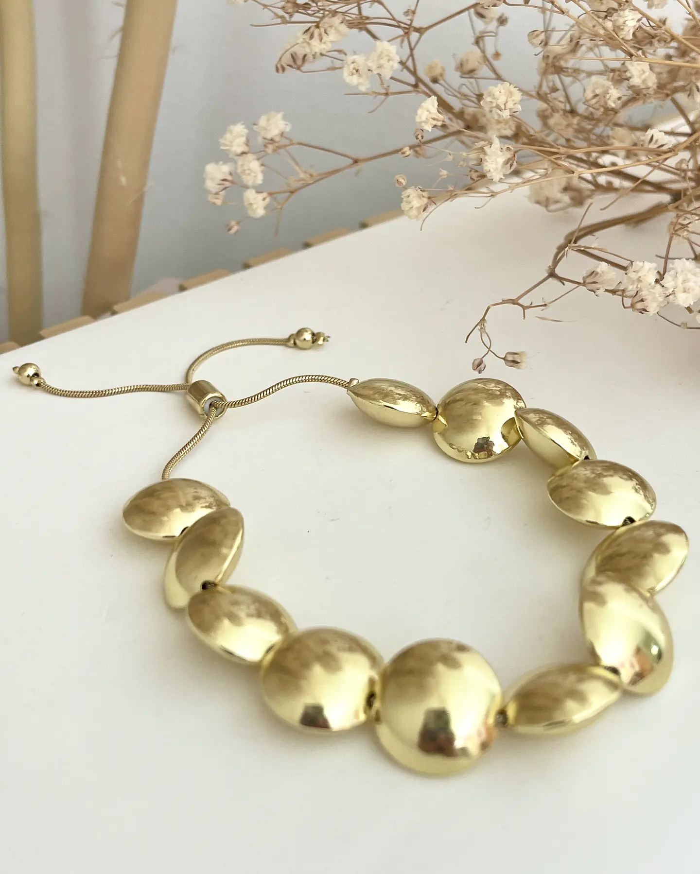 Pulsera Maxi Balines Aplanados Gold 2