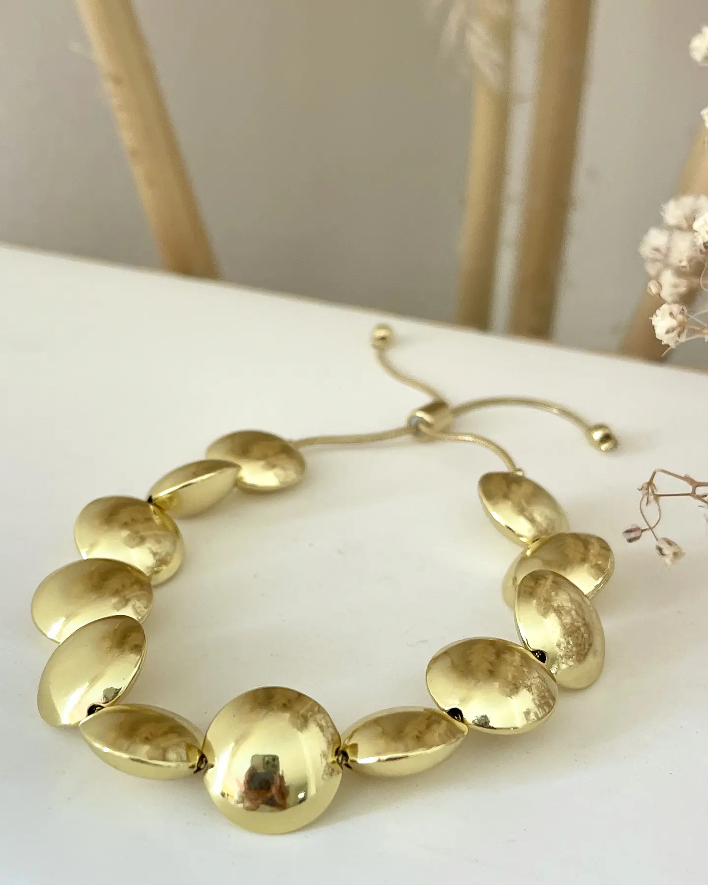 Pulsera Maxi Balines Aplanados Gold 4