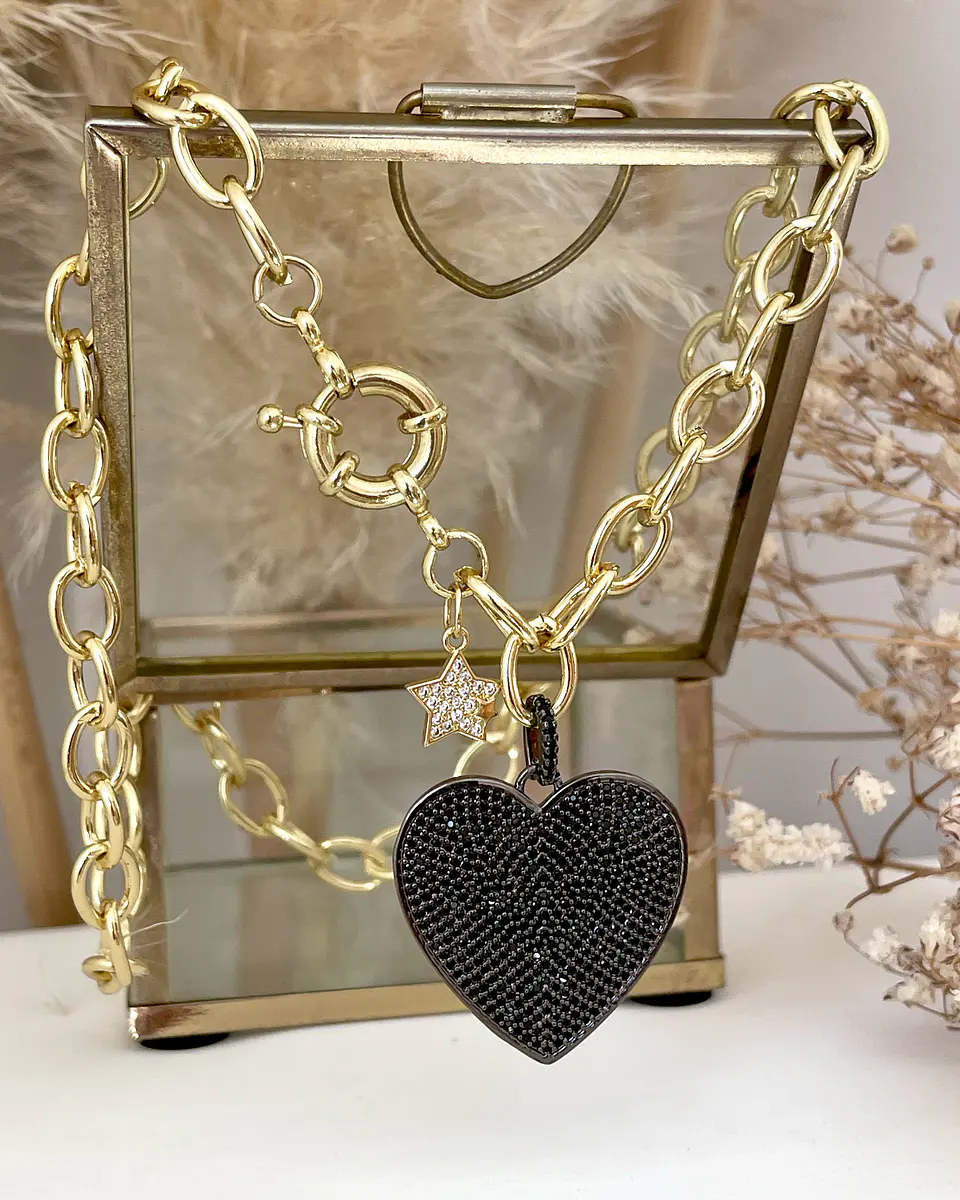 Collar Maxi Corazón Black Circones gold 3