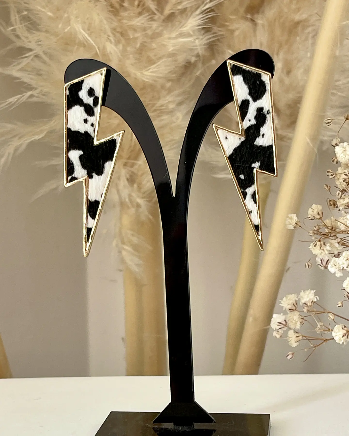 Aros Maxi Rayo Leopardo Cow Print Gold 1