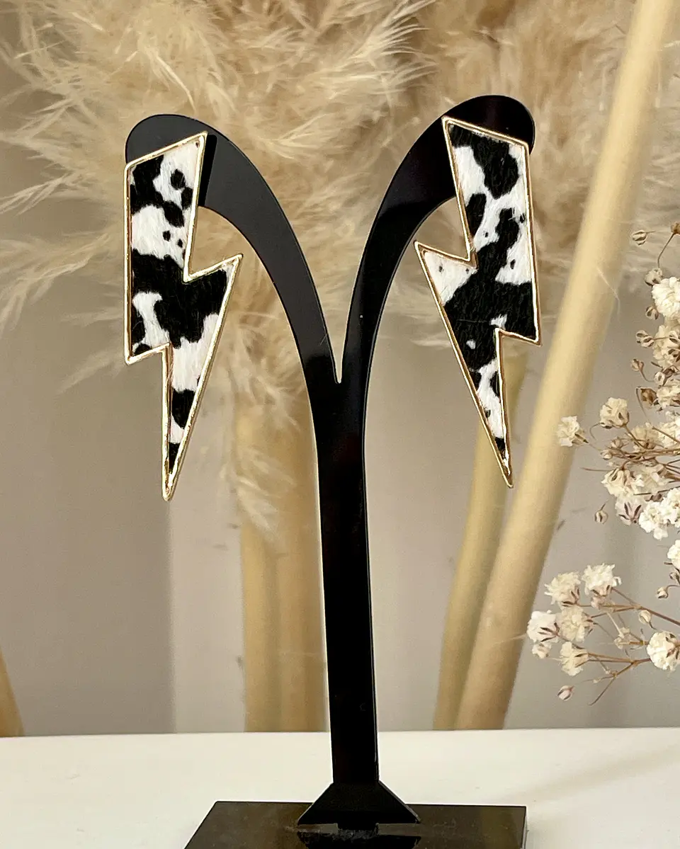 Aros Maxi Rayo Leopardo Cow Print Gold 1
