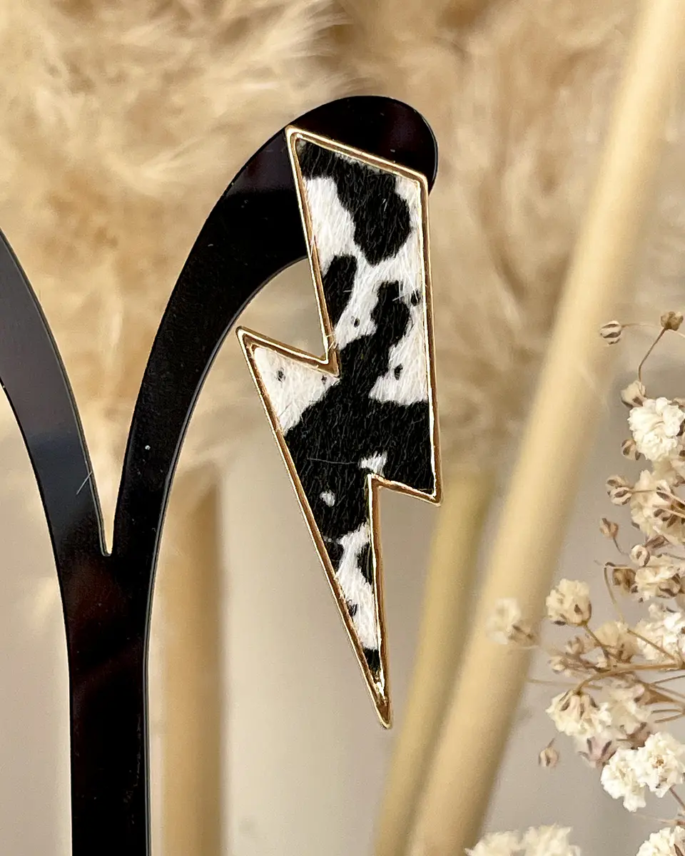 Aros Maxi Rayo Leopardo Cow Print Gold 2