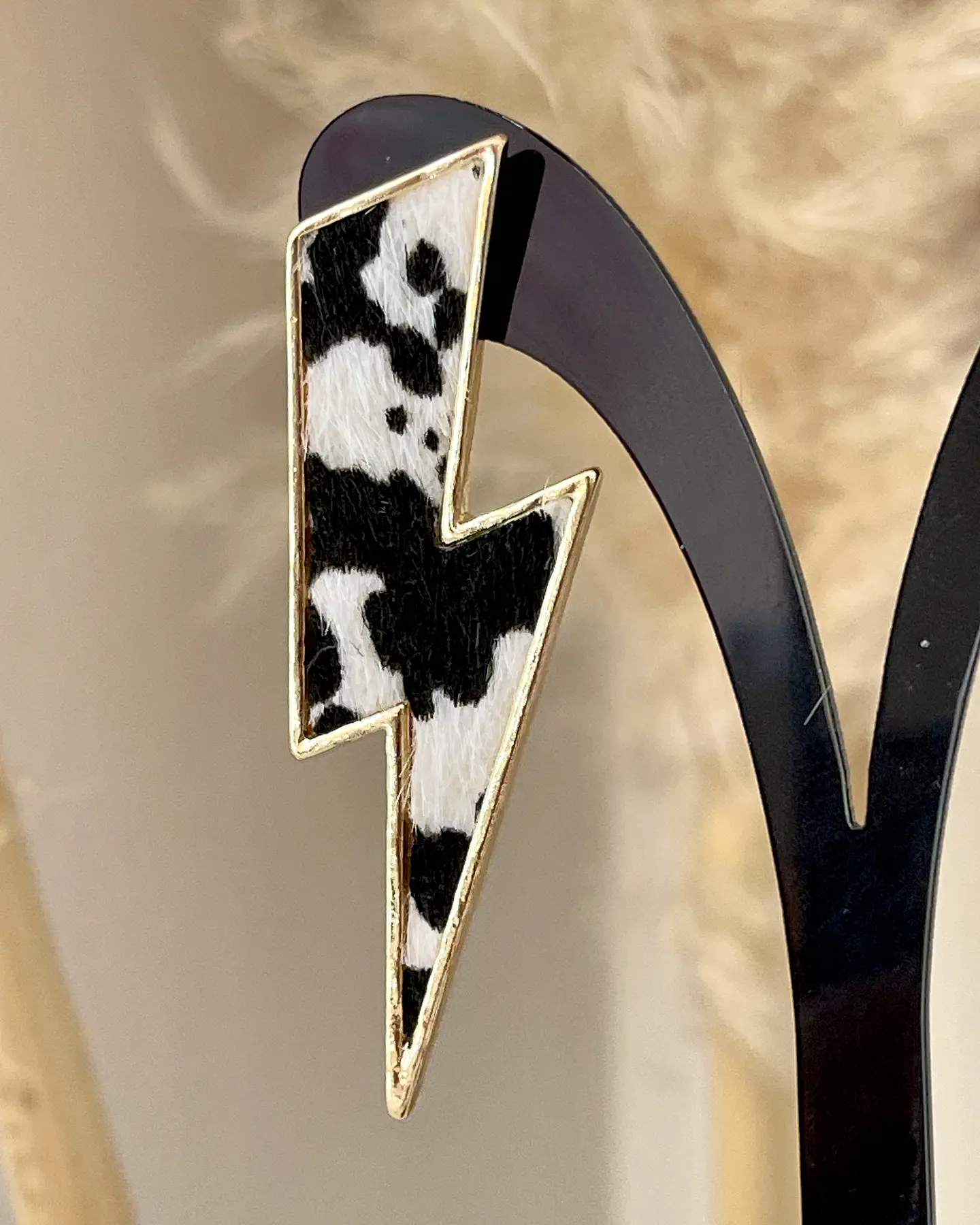 Aros Maxi Rayo Leopardo Cow Print Gold 3