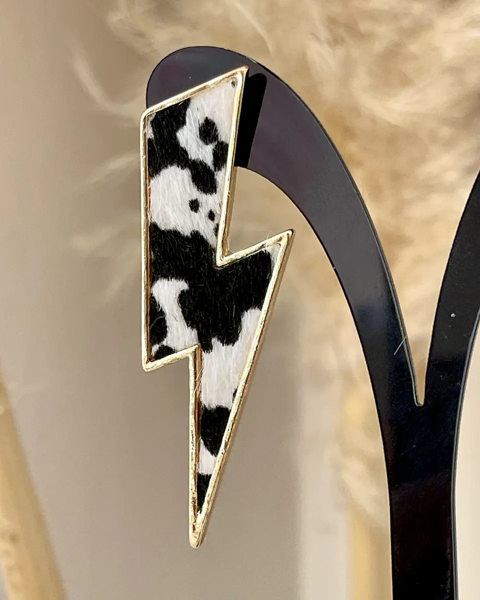 Aros Maxi Rayo Leopardo Cow Print Gold 3
