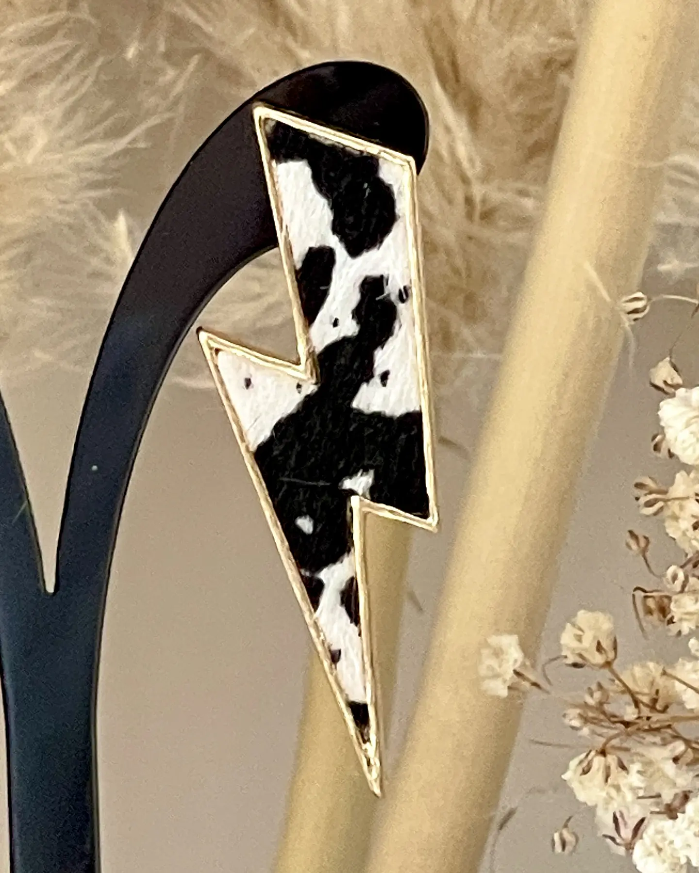 Aros Maxi Rayo Leopardo Cow Print Gold 5