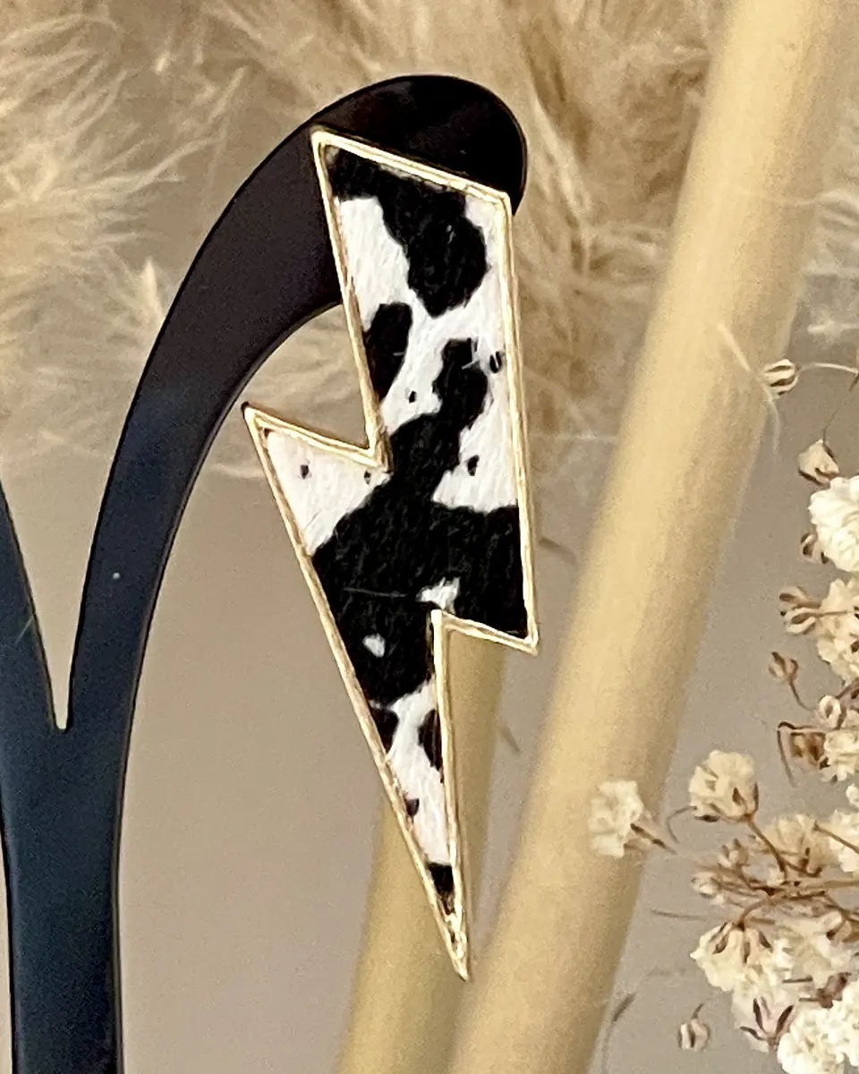 Aros Maxi Rayo Leopardo Cow Print Gold 5