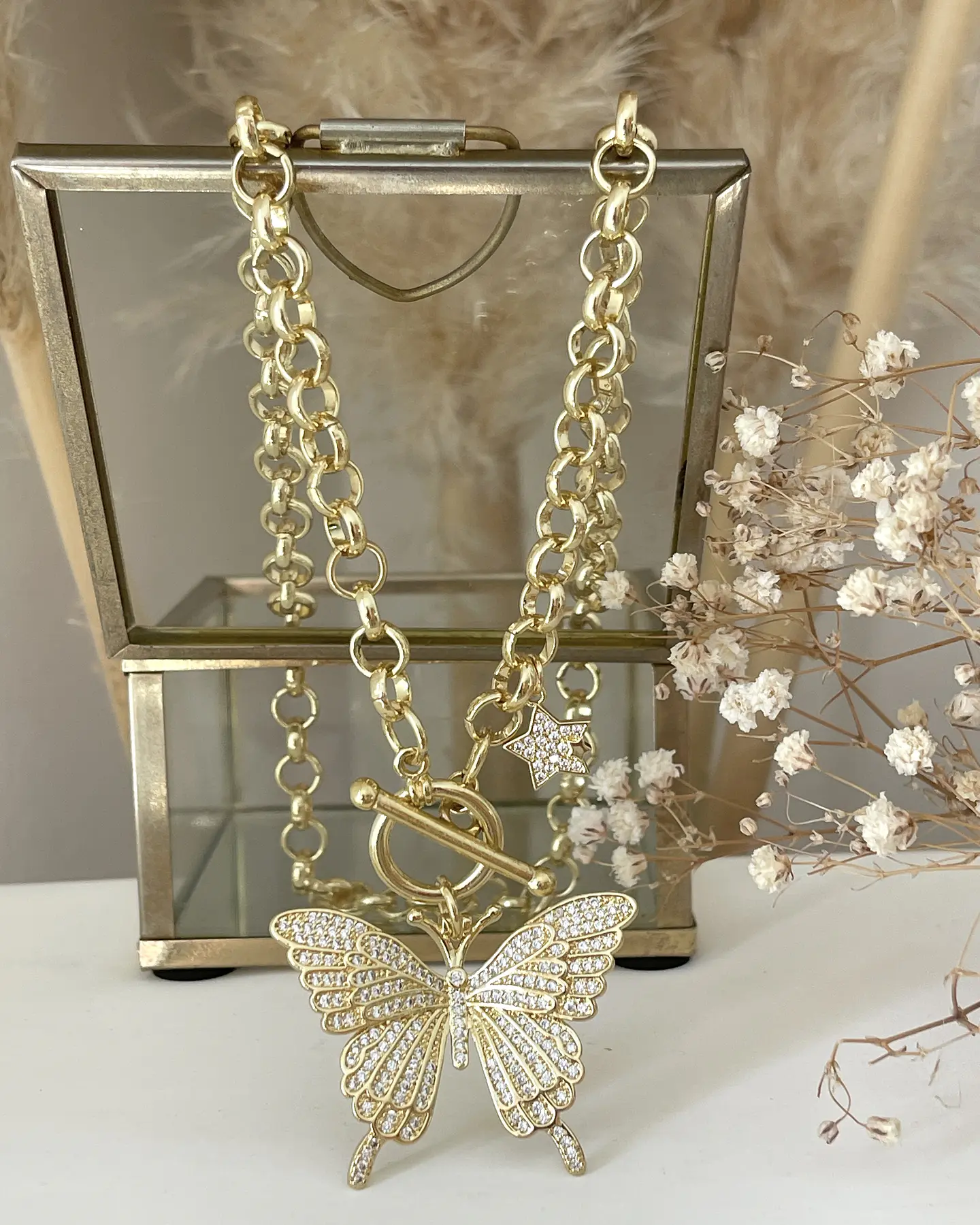 Collar Maxi Mariposa Circones punto de luz gold 1