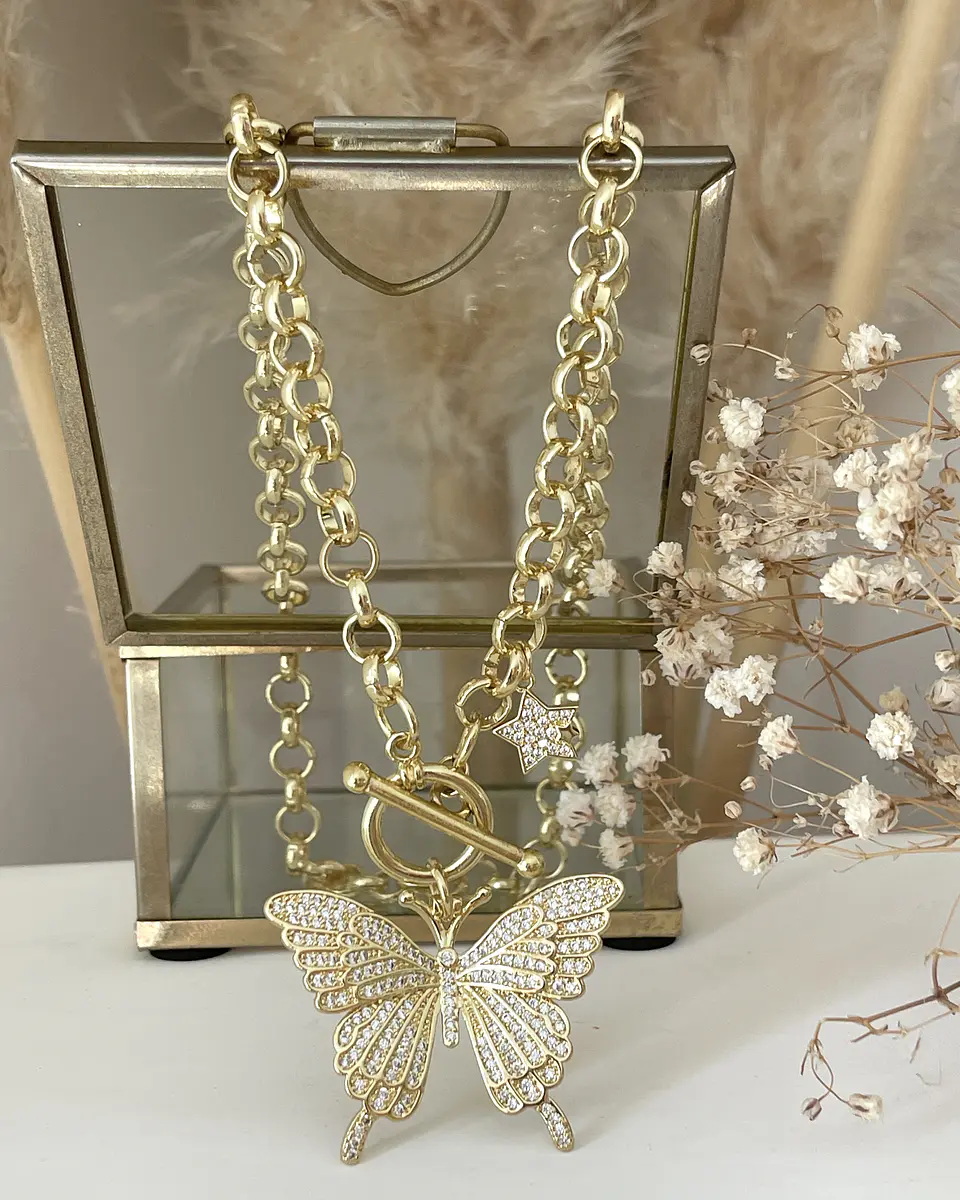 Collar Maxi Mariposa Circones punto de luz gold 1