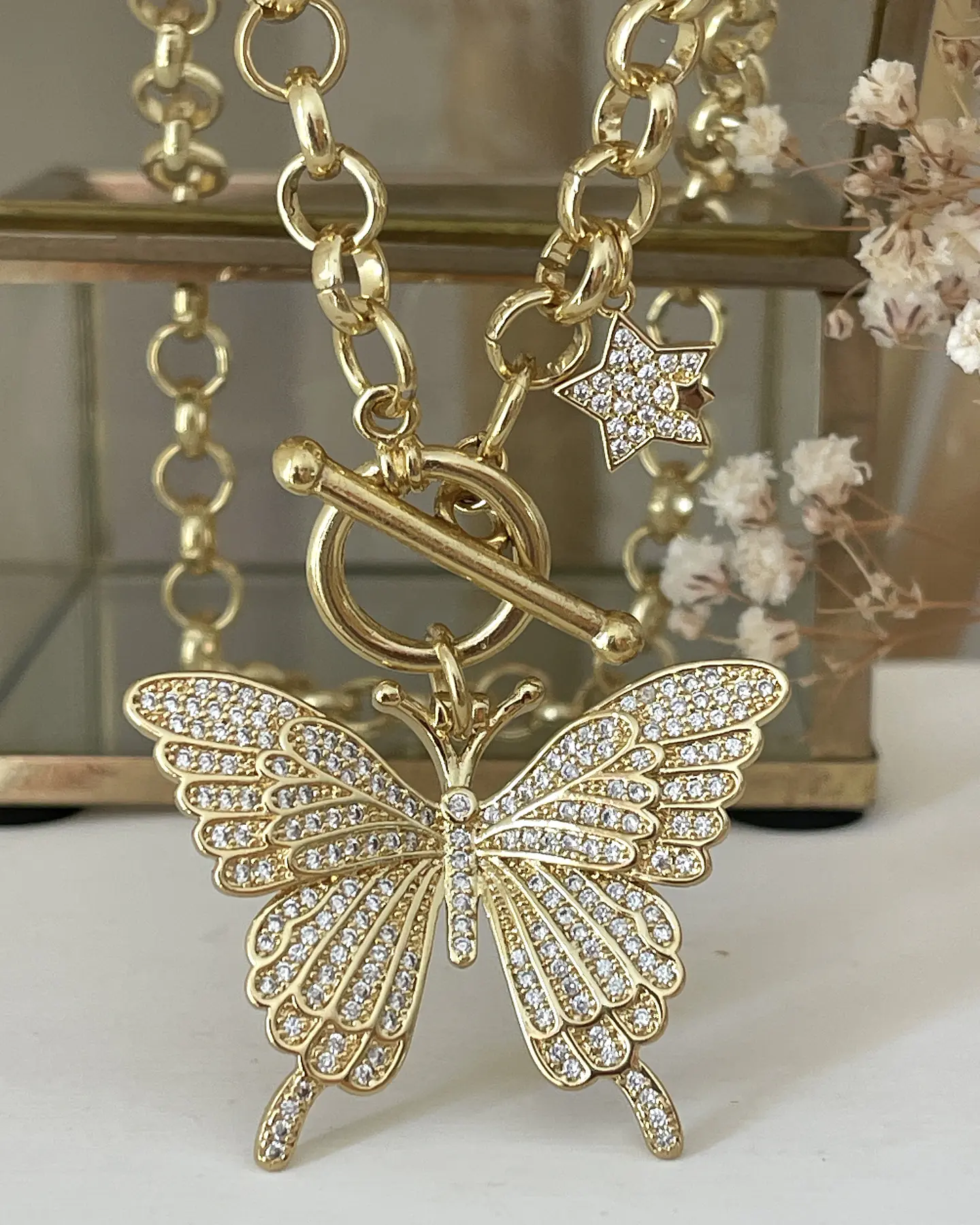 Collar Maxi Mariposa Circones punto de luz gold 2