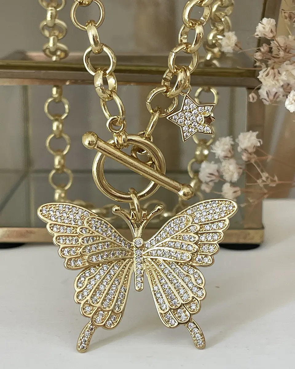 Collar Maxi Mariposa Circones punto de luz gold 2