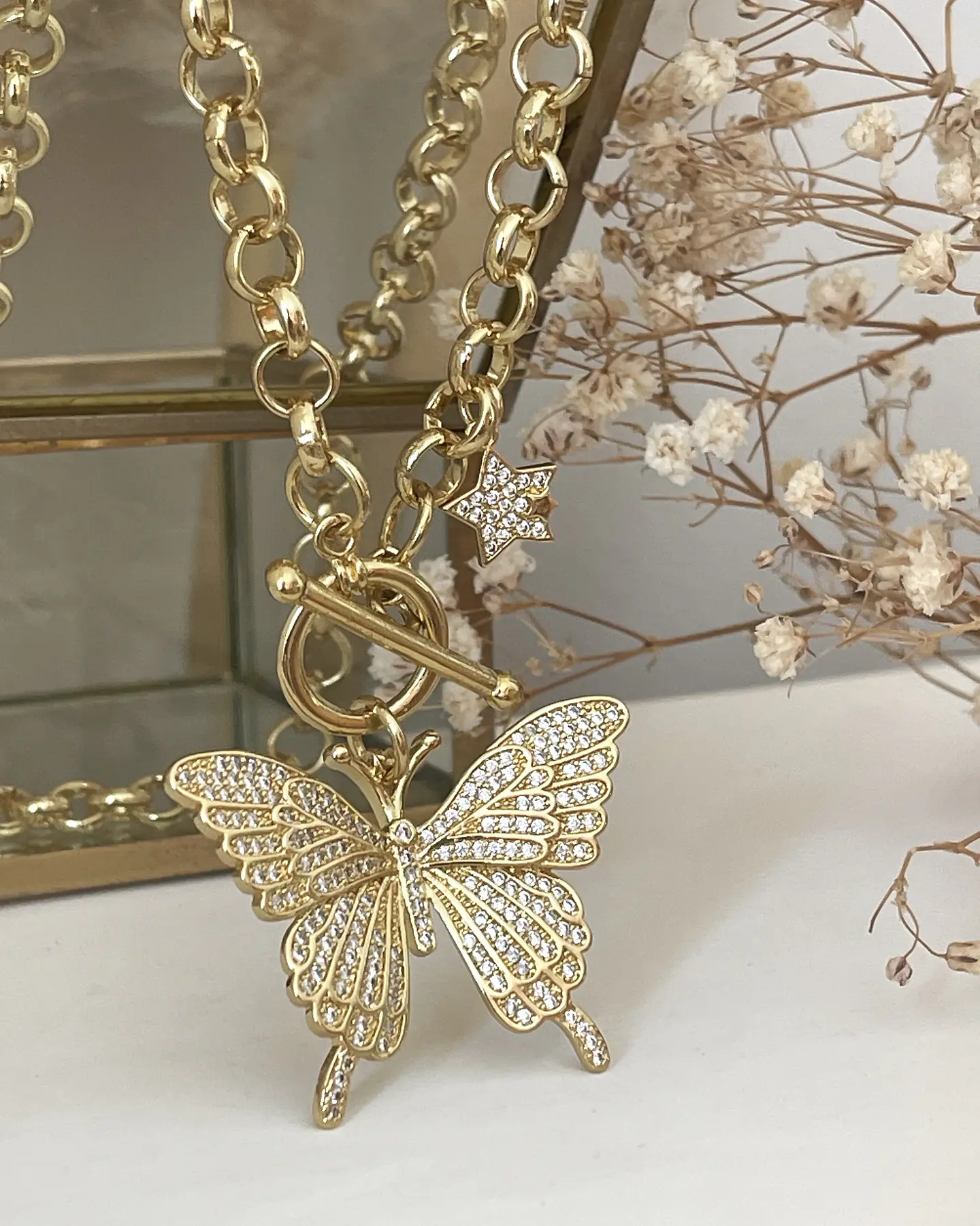 Collar Maxi Mariposa Circones punto de luz gold 3