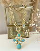 Collar Cruz Turquesa Perlas cristal Gold - Miniatura 2