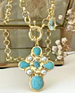 Collar Cruz Turquesa Perlas cristal Gold - Miniatura 3