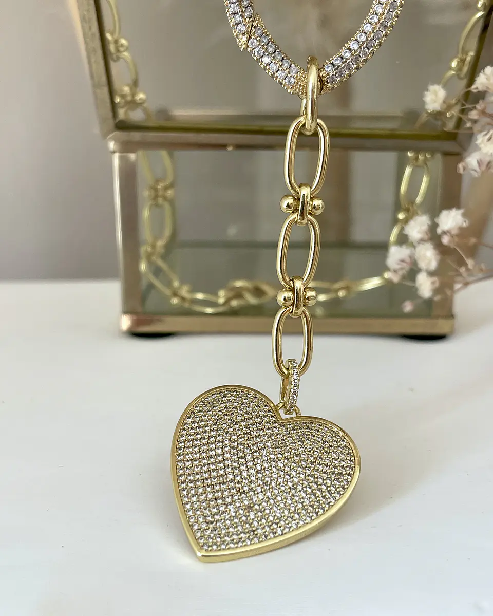 Collar Trío Corazones Circones Gold  5
