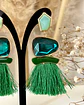 Maxi Aros Flecos y Cristales Verdes Gold - Miniatura 3