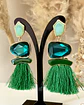 Maxi Aros Flecos y Cristales Verdes Gold - Miniatura 5