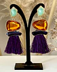 Maxi Aros Flecos y Cristales Ámbar y Morado Gold - Miniatura 1