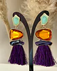 Maxi Aros Flecos y Cristales Ámbar y Morado Gold - Miniatura 3