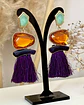 Maxi Aros Flecos y Cristales Ámbar y Morado Gold - Miniatura 5