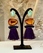 Maxi Aros Flecos y Cristales Ámbar y Morado Gold - Miniatura 6