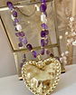 Collar Maxi Corazon Amatistas Perlas de Río Gold - Miniatura 2