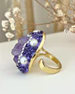 Maxi Anillo Amatistas Drusa Perlas Cristales Gold  - Miniatura 2