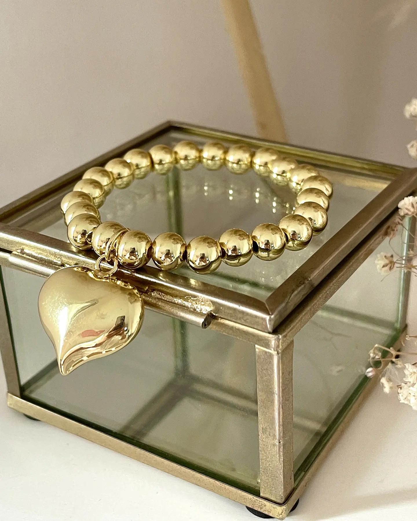 Pulsera Maxi Balines Corazón Inflado Gold 3