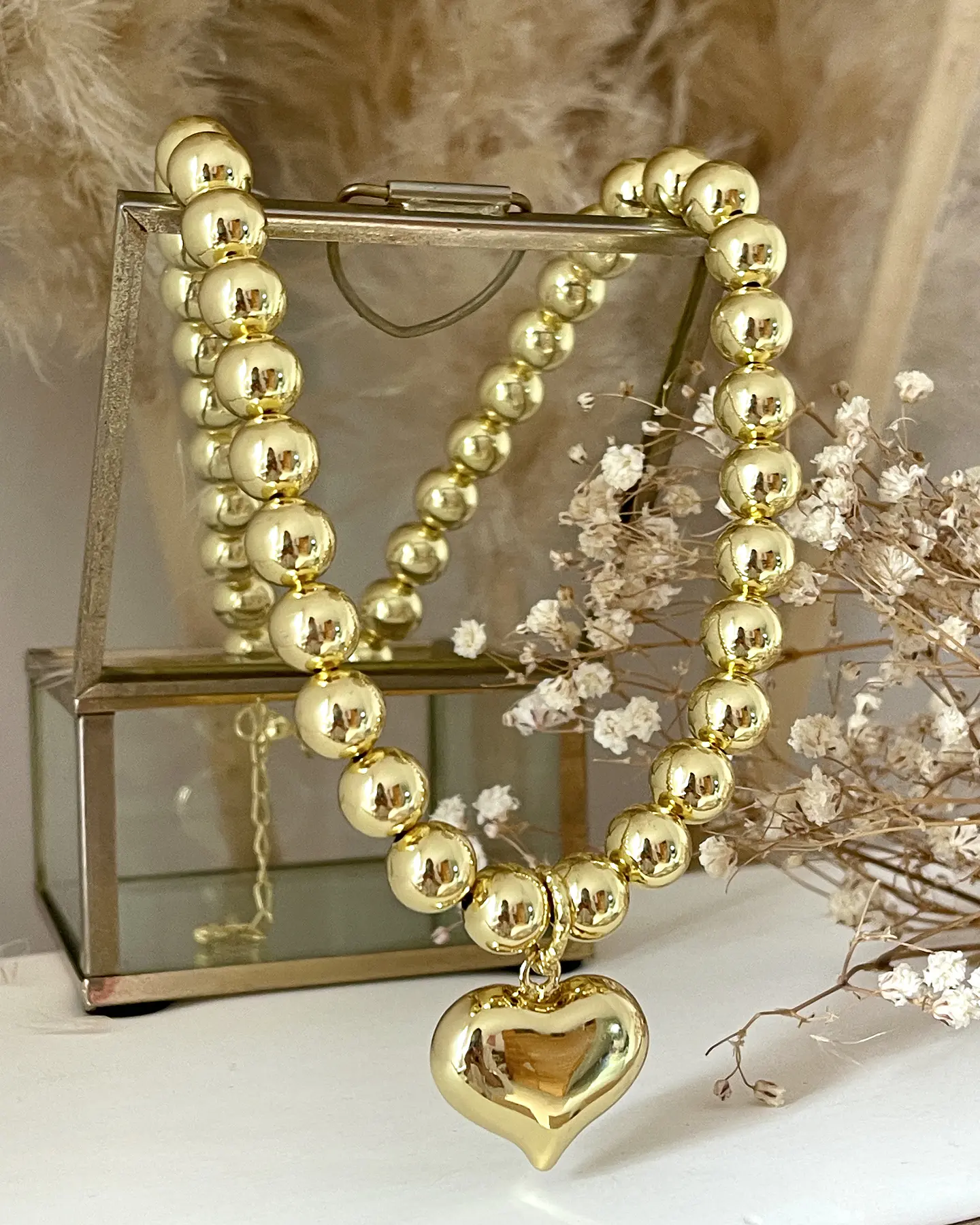 Collar Maxi Balines Corazón Inflado Gold 3