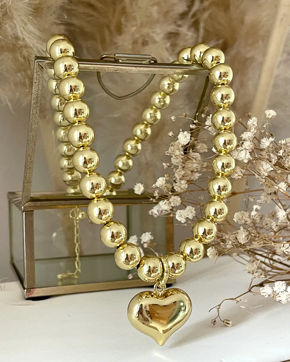 Collar Maxi Balines Corazón Inflado Gold 3