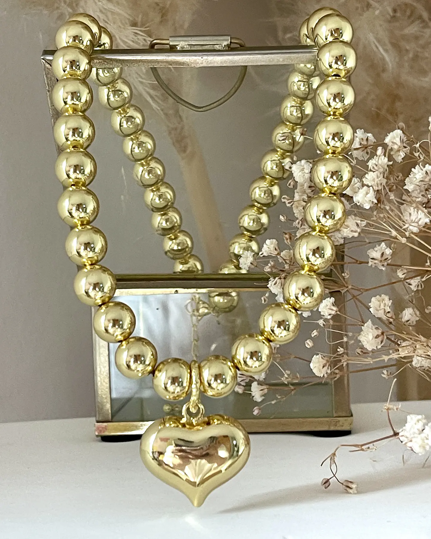 Collar Maxi Balines Corazón Inflado Gold 4