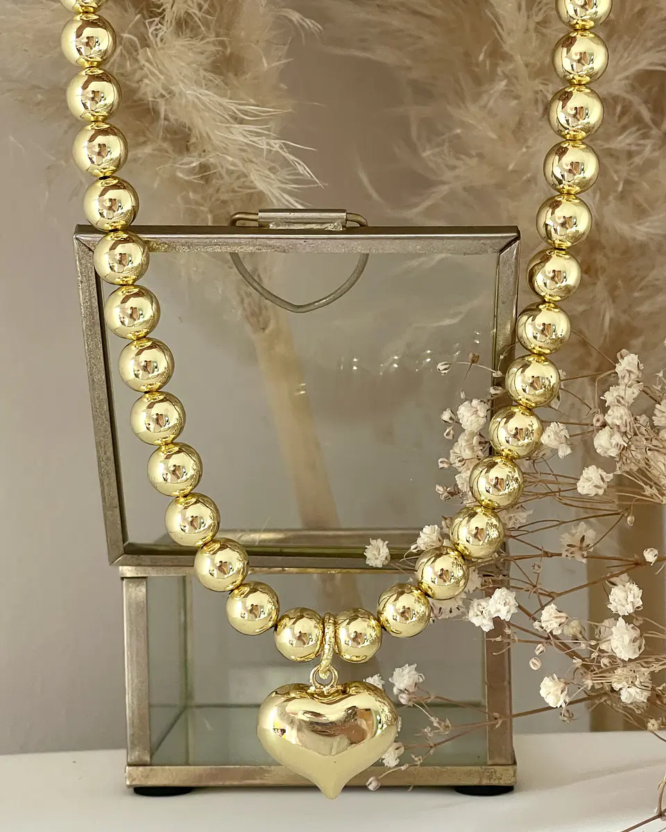 Collar Maxi Balines Corazón Inflado Gold 5