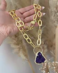 Collar XL Amatista Drusa Maxi eslabones martillados gold - Miniatura 3