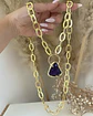 Collar XL Amatista Drusa Maxi eslabones martillados gold - Miniatura 5