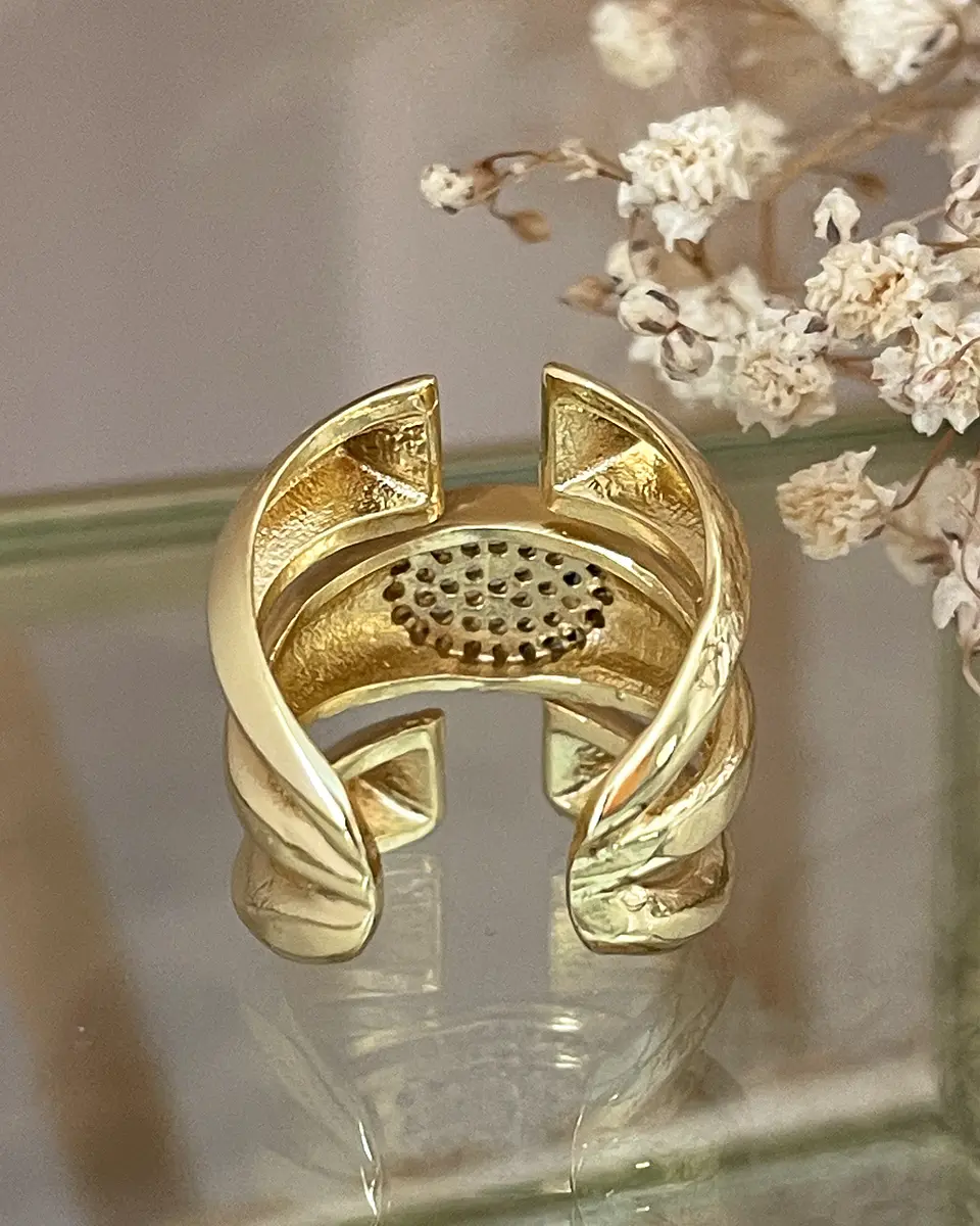 Anillo Triple Banda Abierto Circones Gold 4