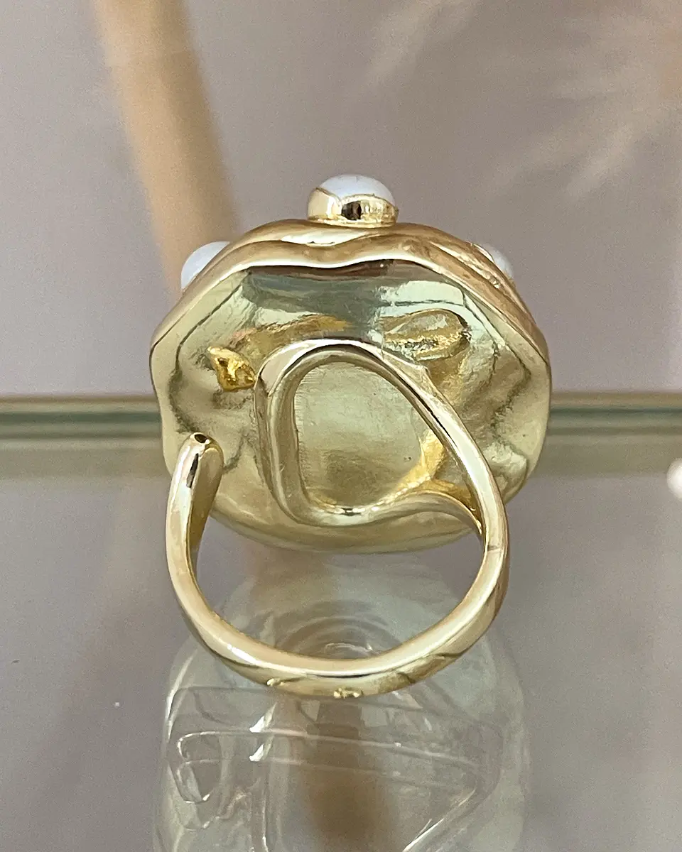 Maxi Anillo Macizo Perlas Model Italiano Gold 5