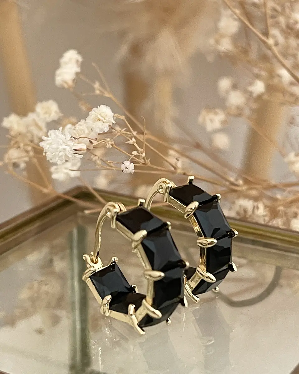 Aros Circones Facetados Black Gold  5