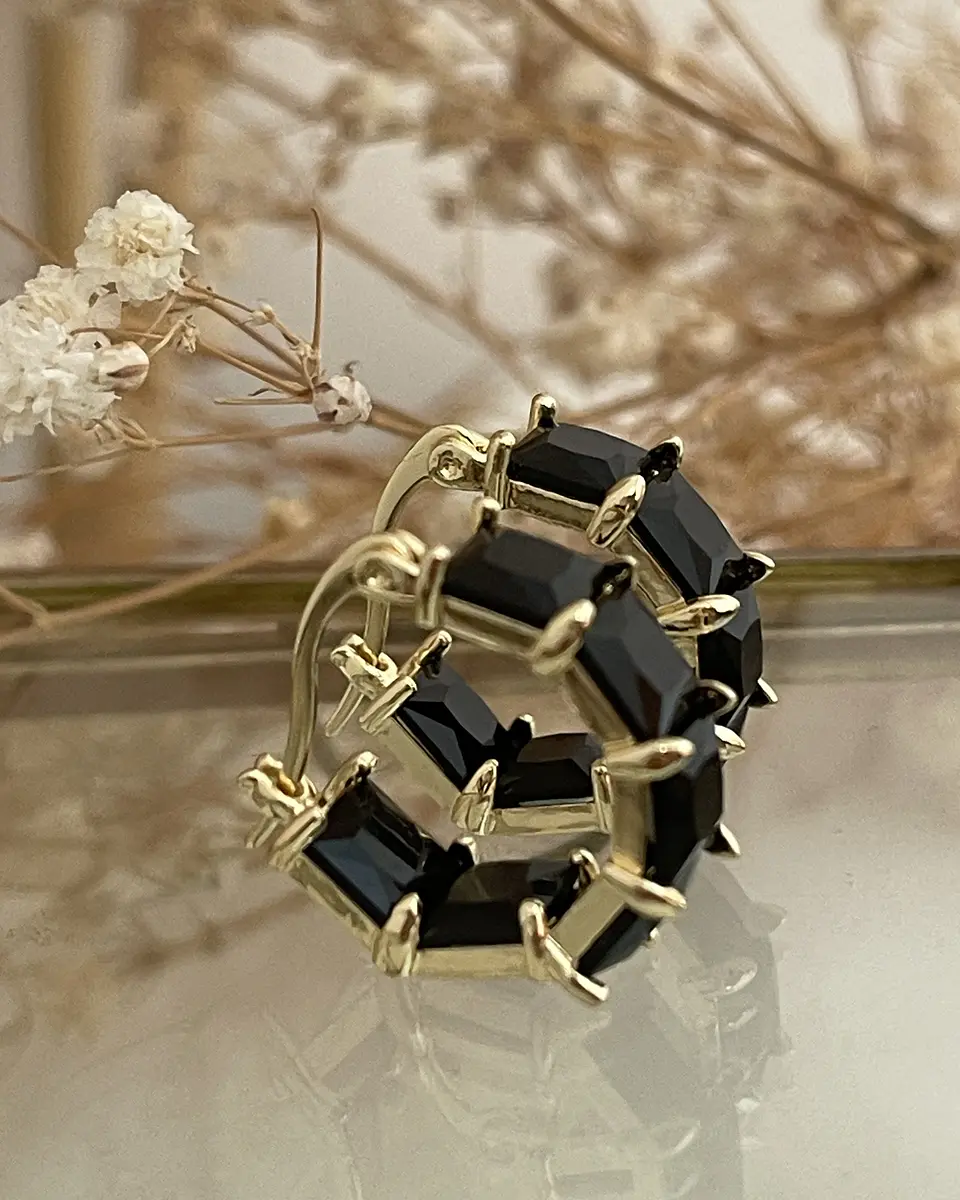 Aros Circones Facetados Black Gold  6