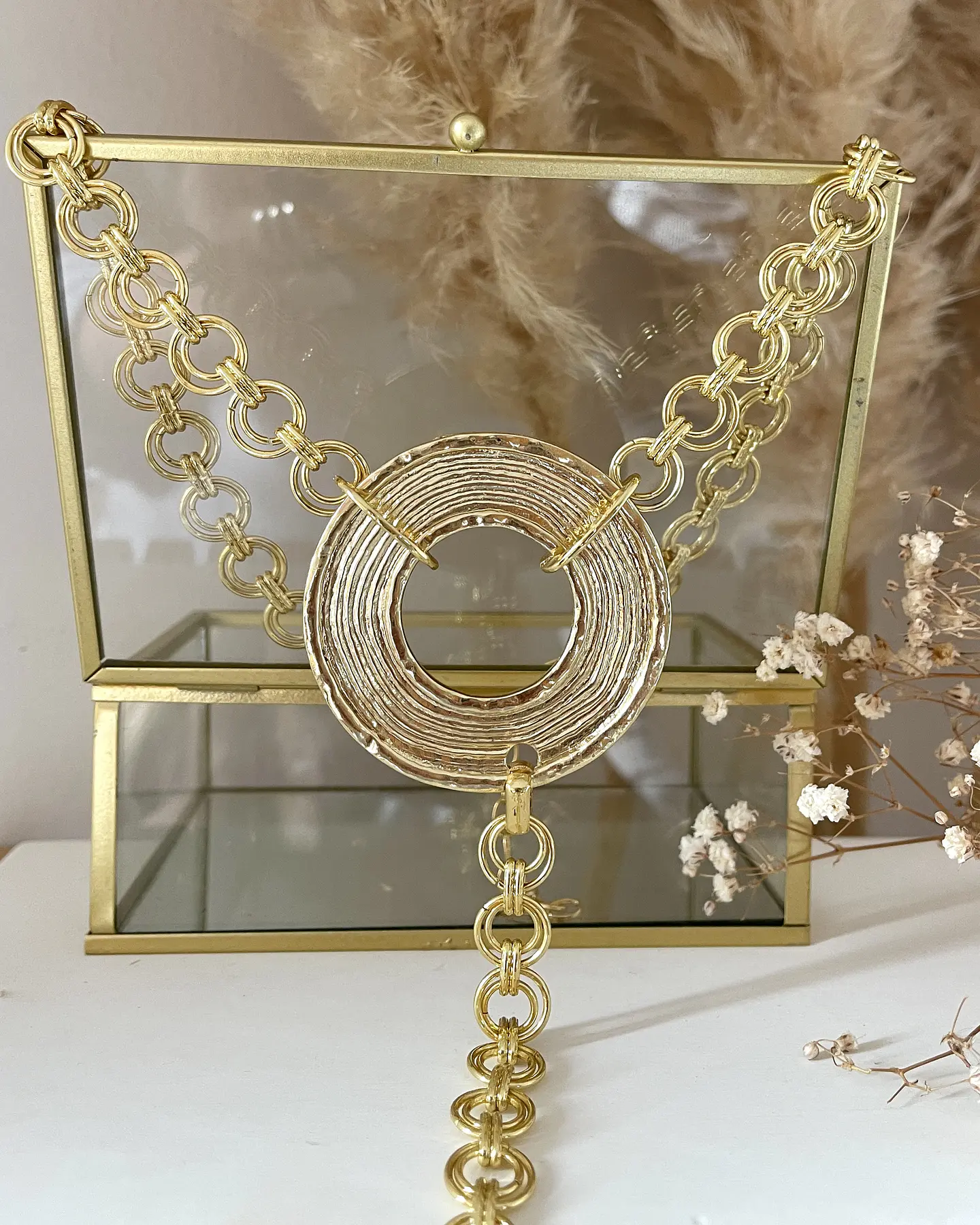 Collar Maxi Círculo Acanalado Maxi eslabones dobles gold  2