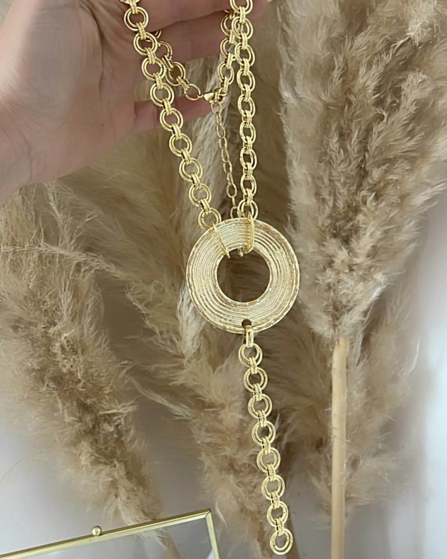 Collar Maxi Círculo Acanalado Maxi eslabones dobles gold  4