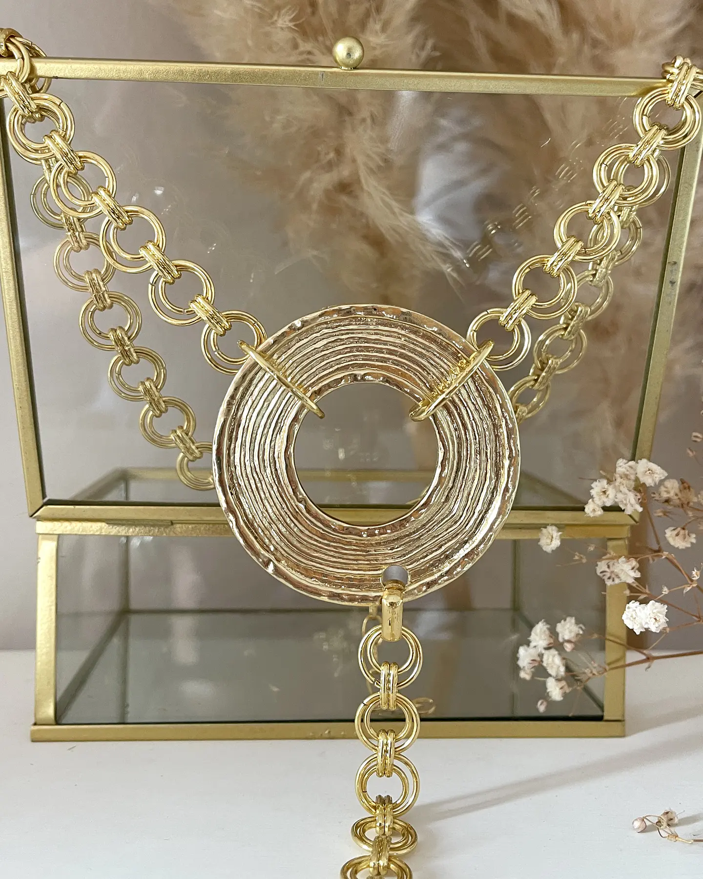 Collar Maxi Círculo Acanalado Maxi eslabones dobles gold  5