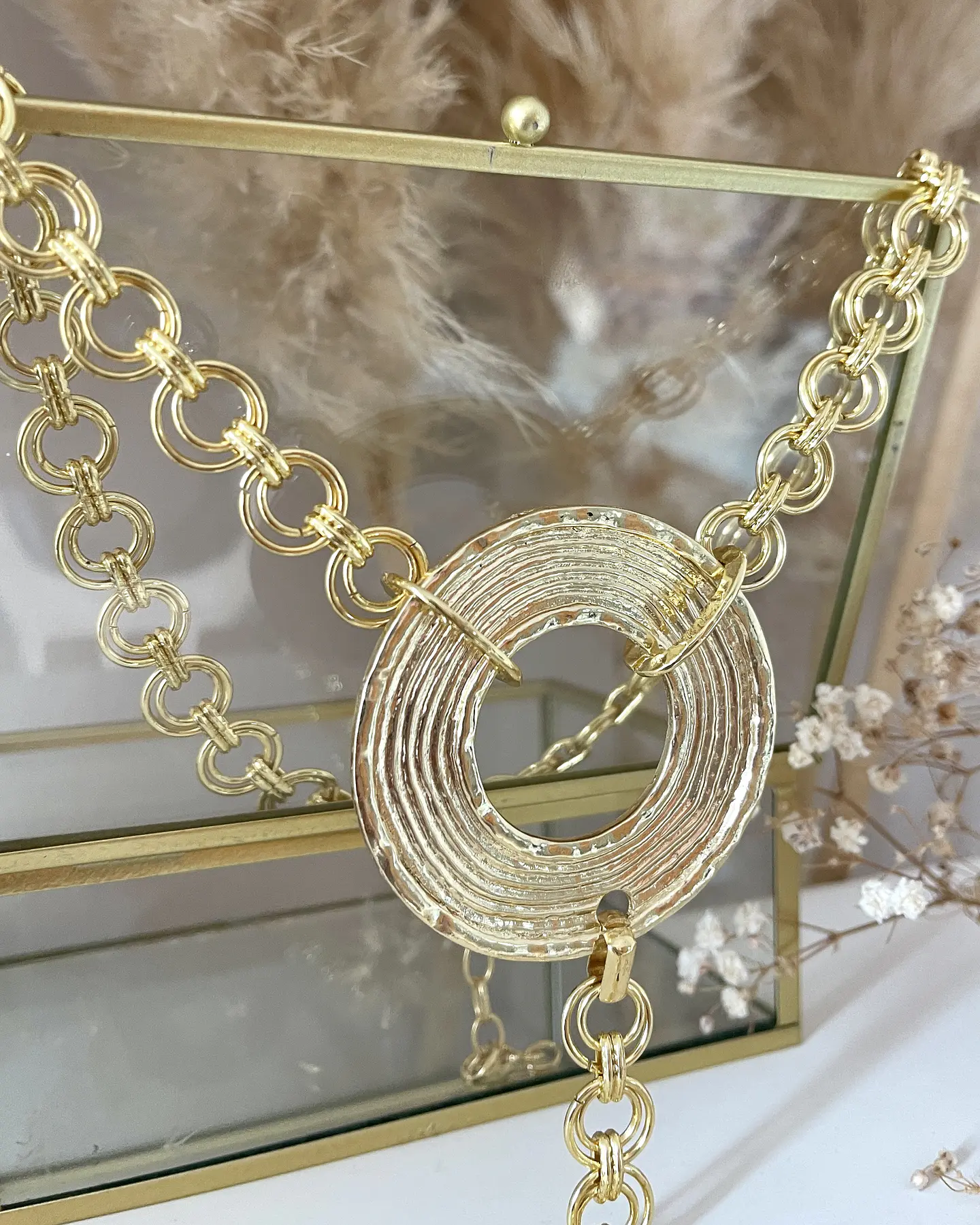 Collar Maxi Círculo Acanalado Maxi eslabones dobles gold  6