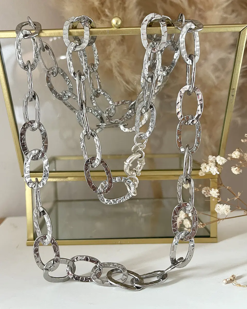 Collar XL Maxi Eslabones Martillados Silver  6