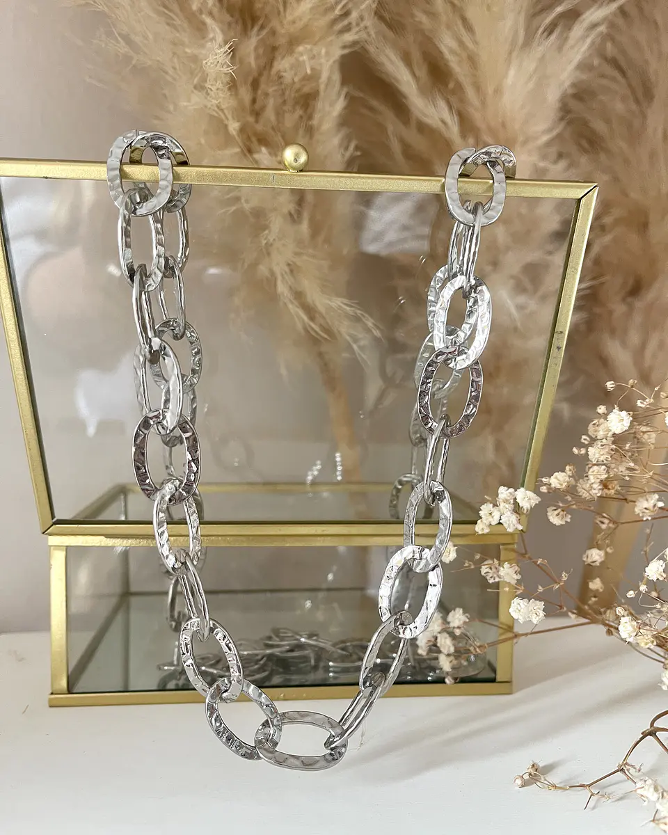 Collar XL Maxi Eslabones Martillados Silver  7