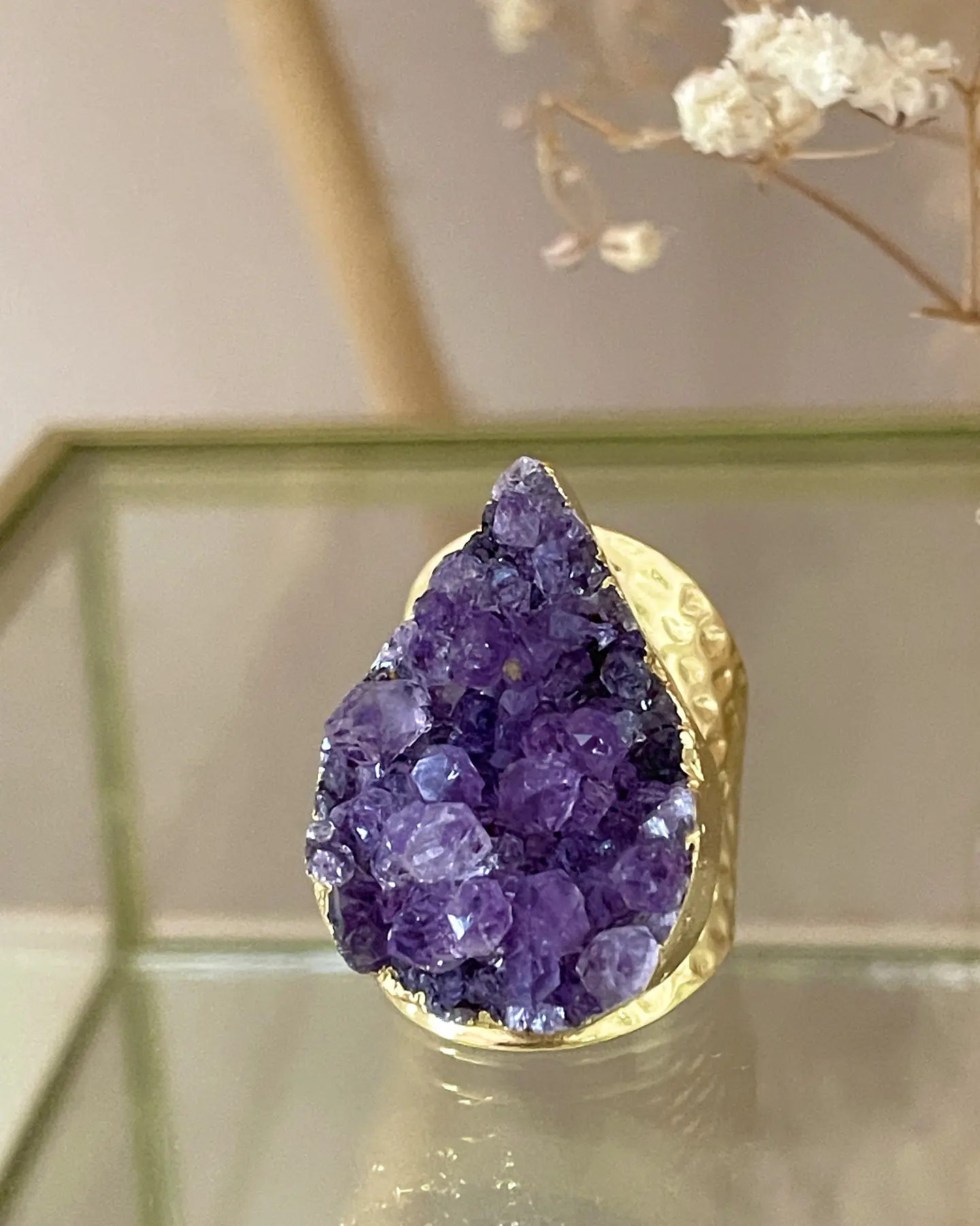 Anillo Maxi Amatista Drusa Gold 1