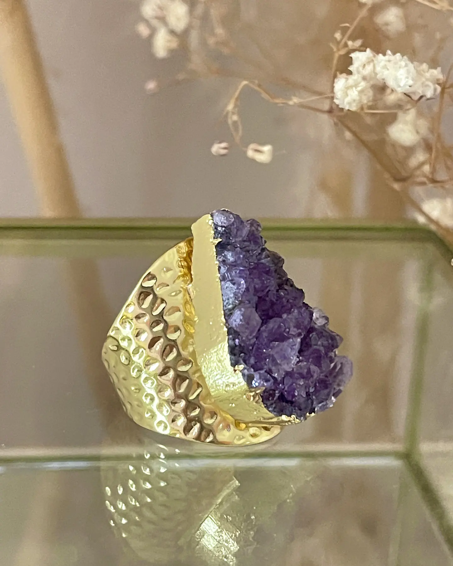 Anillo Maxi Amatista Drusa Gold 2