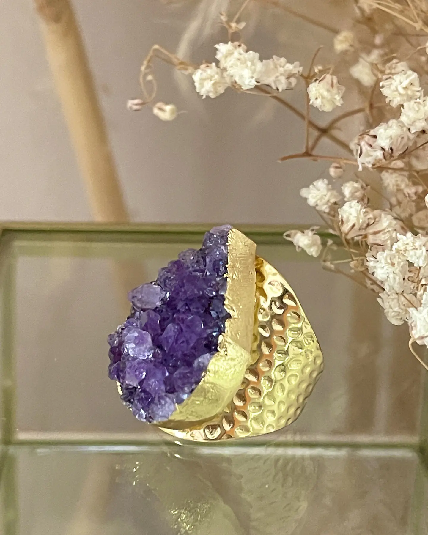 Anillo Maxi Amatista Drusa Gold 3