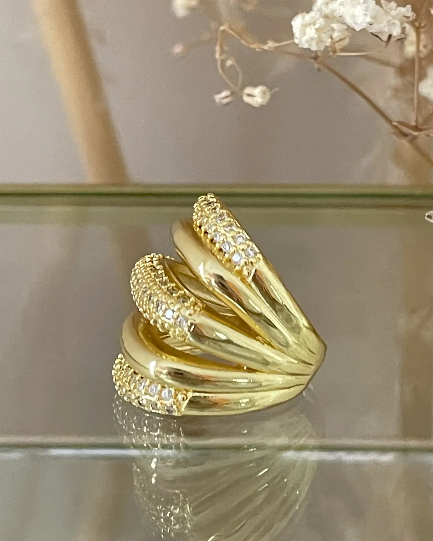 Maxi Anillo Luxury  Circones gold 4