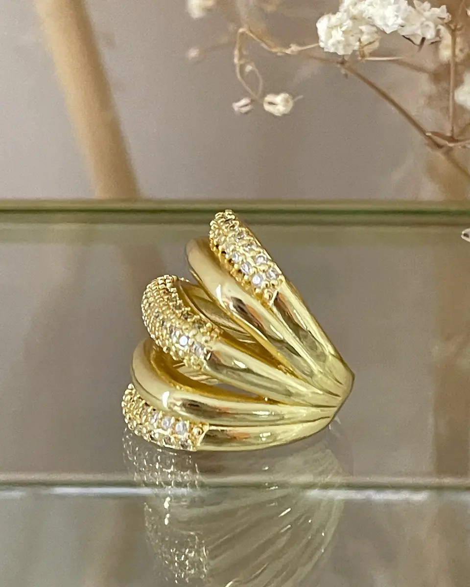 Maxi Anillo Luxury  Circones gold 4